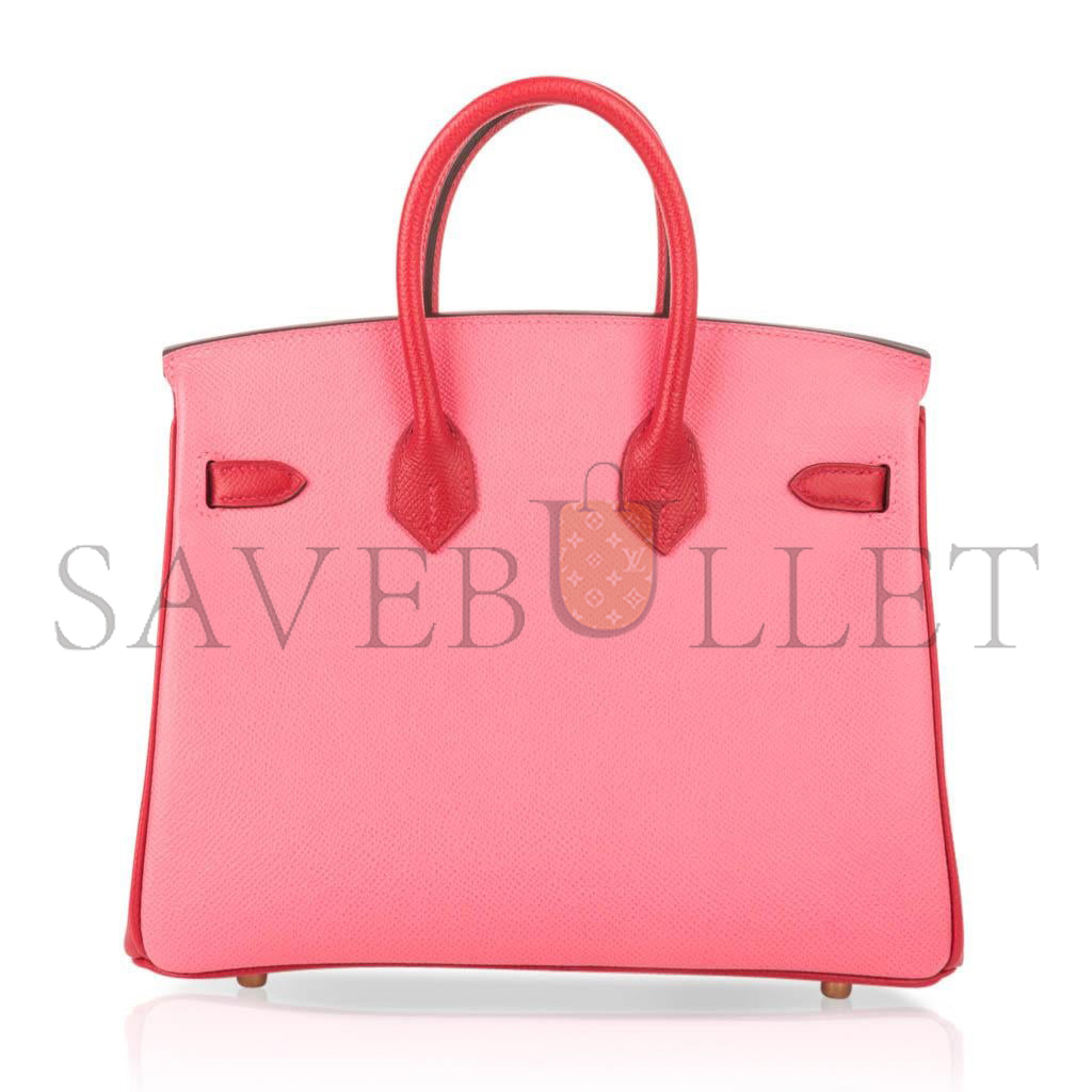 HERMES MASTER BIRKIN 30 EPSOM LIPSTICK PINK AND RED GOLD BUCKLE BAG H028369CK72 (30*23*15cm)